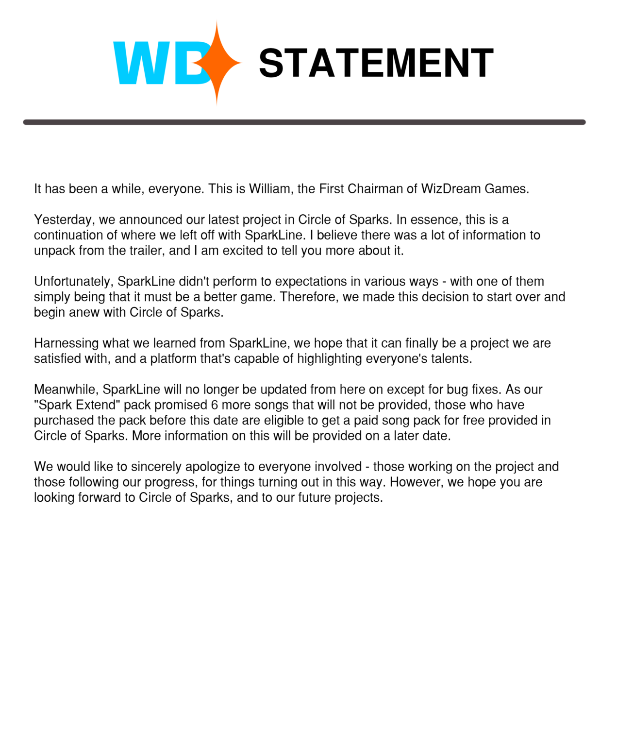 wizdream sparkline statement english